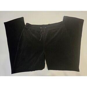 Onque Casuals Black Velour Stretch Waist Woman's Pants Size‎ Large